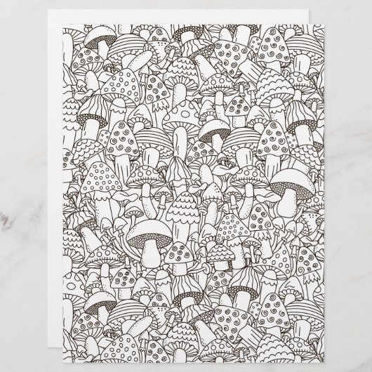 着色ページマッシュルームマニアスクラップブック紙 (正面/裏面)