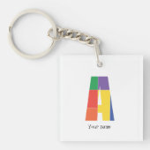 着色ミニマルなモノグラム文字キーチェーン キーホルダー (正面)