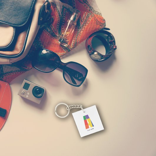 着色ミニマルなモノグラム文字キーチェーン キーホルダー