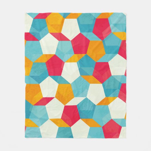 着色モザイク模様 フリースブランケット (正面)