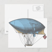 着色ヴィンテージ飛行船 ポストカード (正面/裏面)