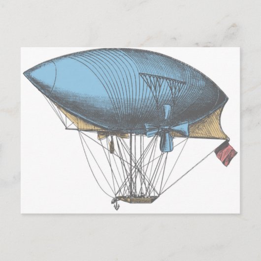 着色ヴィンテージ飛行船 ポストカード (正面)