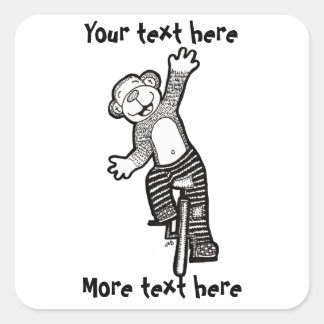 着色一輪車サル スクエアシール