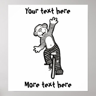 着色一輪車サル ポスター