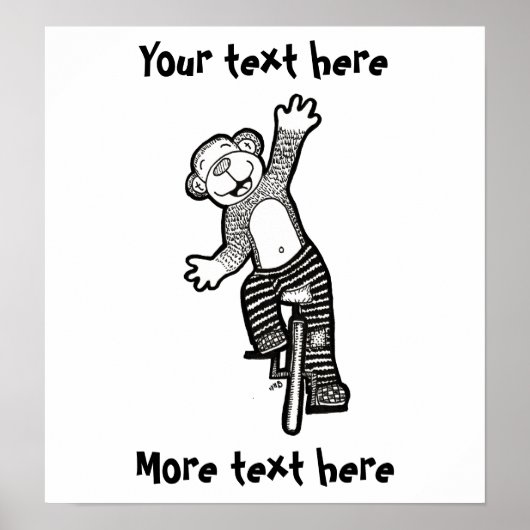 着色一輪車サル ポスター (正面)