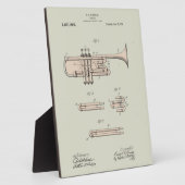 着色化ヴィンテージトランペット特許イラストレーション フォトプラーク (側面)