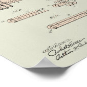 着色化ヴィンテージトランペット特許イラストレーション ポスター (角)