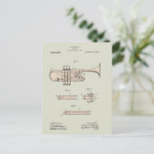 着色化ヴィンテージトランペット特許イラストレーション ポストカード (スタンド正面)