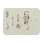 着色化ヴィンテージトランペット特許イラストレーション マグネット (横)