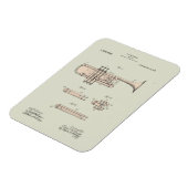 着色化ヴィンテージトランペット特許イラストレーション マグネット (左側)