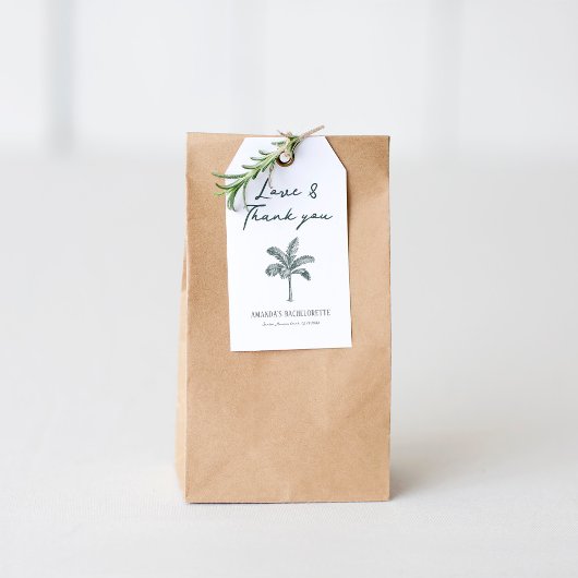着色可能なヤシの木のバチェロレッテ ギフトタグ