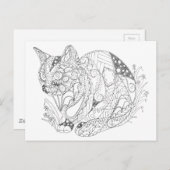 着色可能な猫抽象芸術アートスケッチ ポストカード (正面/裏面)