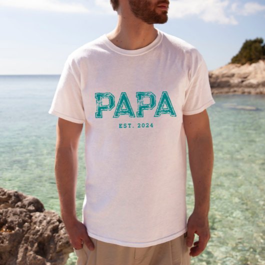 着色可能なPAPA EST父の日，誕生日 Tシャツ