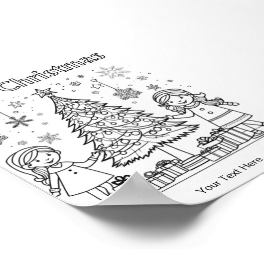 着色子供へクリスマスツリーおもしろい活動 ポスター (角)