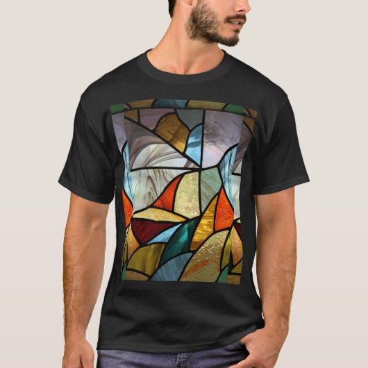 着色数々のガラス抽象芸術 Tシャツ (正面)