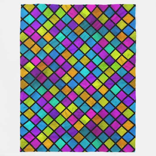着色数々の宝石モザイクデザイン水彩 フリースブランケット (正面)