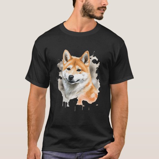 着色柴犬ドッグパピー柴犬ファン恋人 Tシャツ (正面)