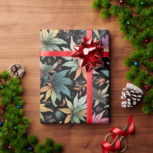 着色植物葉 ラッピングペーパー (クリスマスギフト)