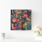 「着色構図」アートウォールクロック スクエア壁時計 (ホーム)