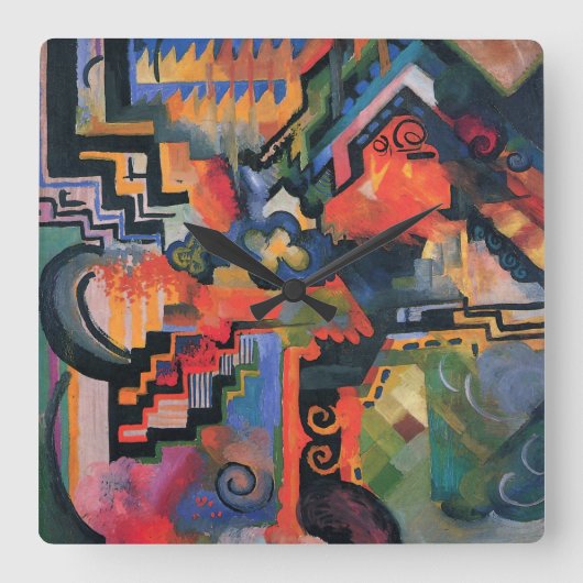 「着色構図」アートウォールクロック スクエア壁時計 (正面)