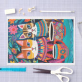 着色猫フォークアートスタイルデカップティッシュ 薄葉紙 (クラフト)