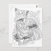 着色猫抽象芸術アートアダルトカラーリング ポストカード (正面/裏面)