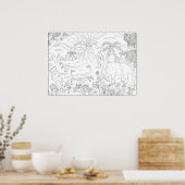 着色用恐竜 ポスター (キッチン)