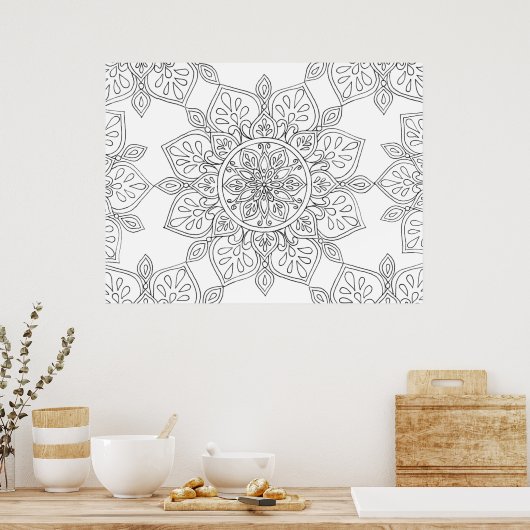 着色用白黒フローラ ポスター (キッチン)