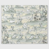 着色野生生物線スケッチ ラッピングペーパー (フラット)