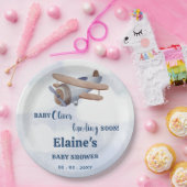 着陸すぐ青い男の子飛行機の赤ちゃんシャワー ペーパープレート (パーティー)