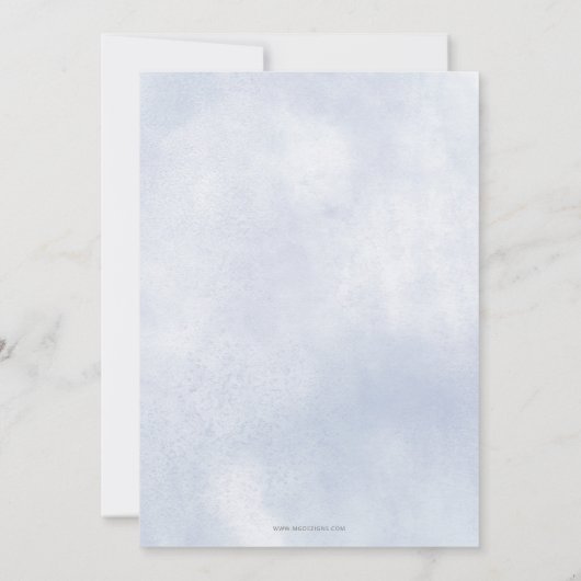 着陸すぐ青い男の子飛行機の赤ちゃんシャワー 招待状 (裏面)