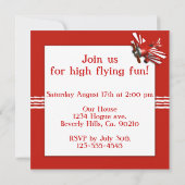 着陸間近の飛行機の誕生日 招待状 (裏面)