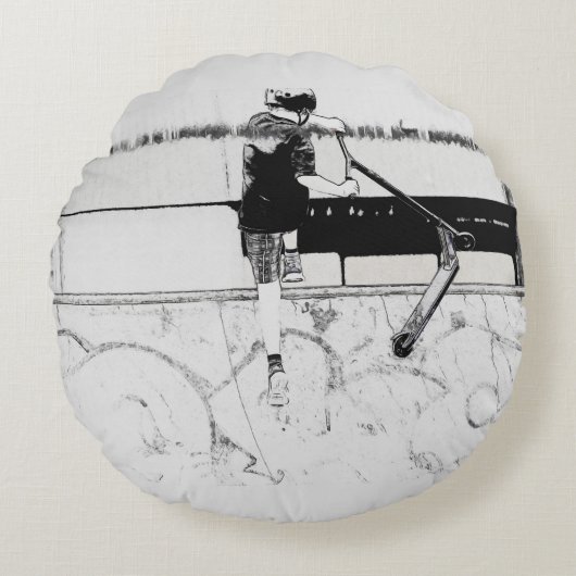 着陸It - Stunt Scooterライダーラウンドピロー ラウンドクッション (正面)