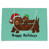 着飾ったダックスフントのギフトバッグ ラージペーパーバッグ (正面)