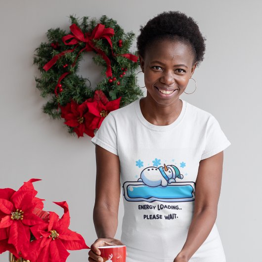 睡眠おもしろい雪だるま負荷エネルギー Tシャツ