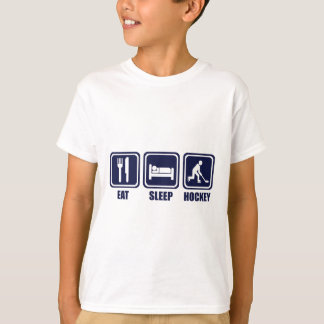 睡眠のアイスホッケーの繰り返しのTシャツを食べて下さい Tシャツ
