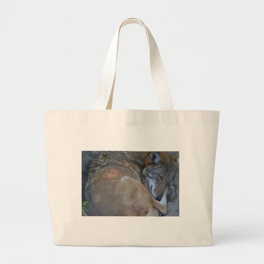 睡眠のアメリカアカオオカミ ラージトートバッグ (正面)