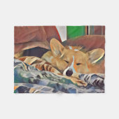 睡眠のウェルシュコーギー フリースブランケット (正面(横))