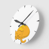 睡眠のオレンジ猫 ラウンド壁時計 (傾斜)