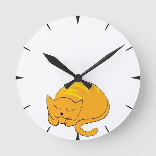 睡眠のオレンジ猫 ラウンド壁時計 (正面)