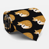 睡眠のオレンジ虎猫猫のタイ ネクタイ (ロール)