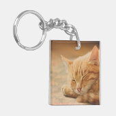 睡眠のオレンジ虎猫猫 キーホルダー (正面左)