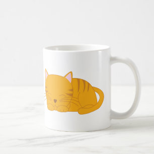 睡眠のオレンジ虎猫猫 コーヒーマグカップ