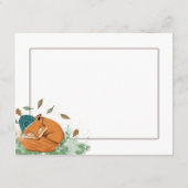 睡眠のキツネのベビーシャワーは感謝していしています エンクロージャーカード (裏面)