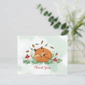 睡眠のキツネのベビーシャワーは感謝していしています エンクロージャーカード (スタンド正面)