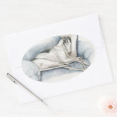 睡眠のグレイハウンドのステッカー 楕円形シール (封筒)