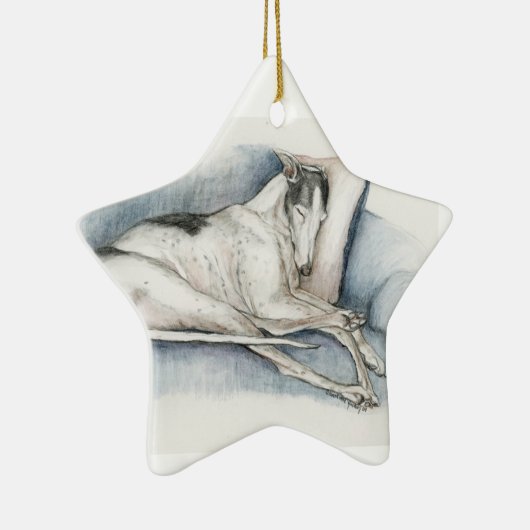 睡眠のグレイハウンド犬の芸術のオーナメント セラミックオーナメント (右)