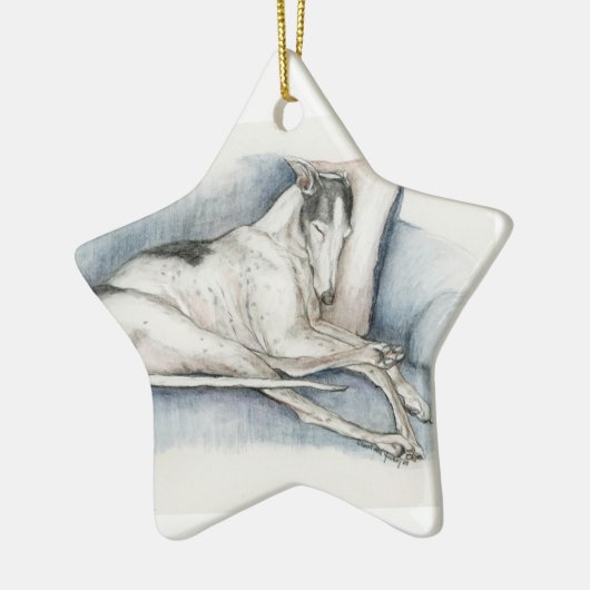 睡眠のグレイハウンド犬の芸術のオーナメント セラミックオーナメント (左)