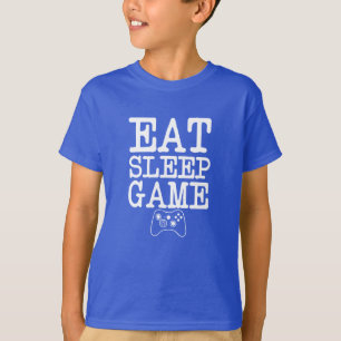 睡眠のゲームのおもしろいな子供の男の子のゲーマーのワイシャツを食べ Tシャツ