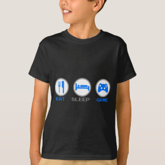 睡眠のゲーム2を-ゲーマーのギークのビデオゲーム食べて下さい Tシャツ